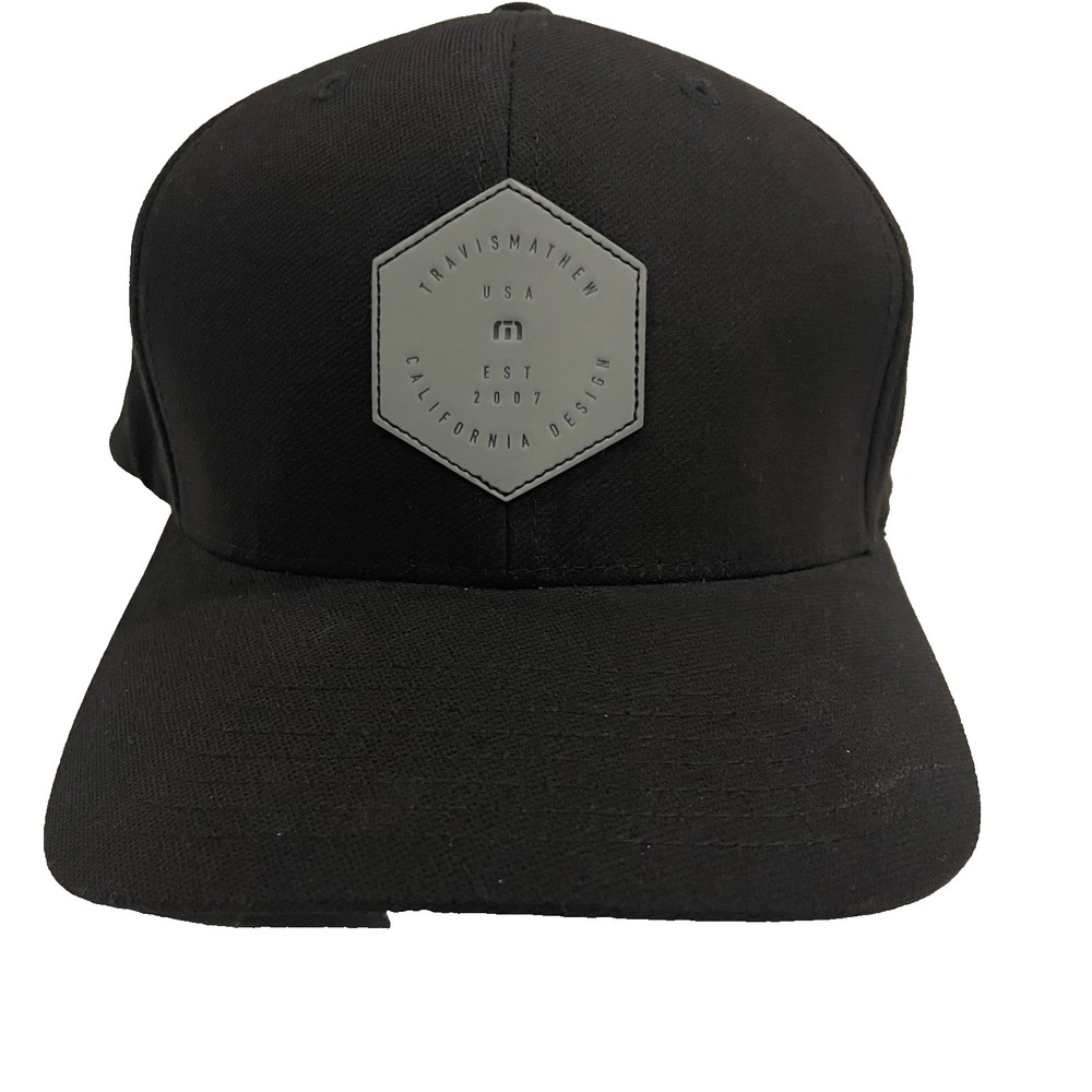 Travis Mathew FlexFit Hat L-XL Black Hex Logo California Design Golf 2007 - Picture 2 of 4